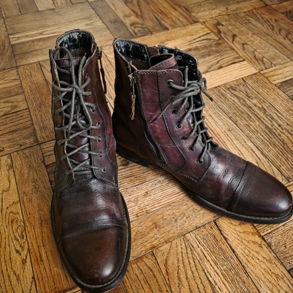 Kenneth Cole Reaction Hit Men Leather Lace Up Boots, Size 11 US Men - Picture 9 of 10